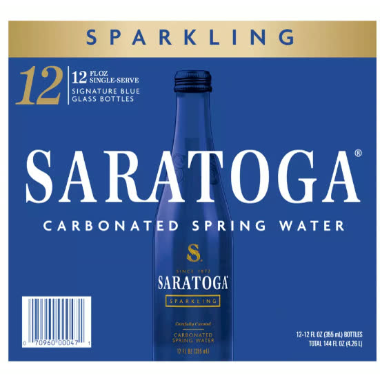 Saratoga sparkling water, 28oz